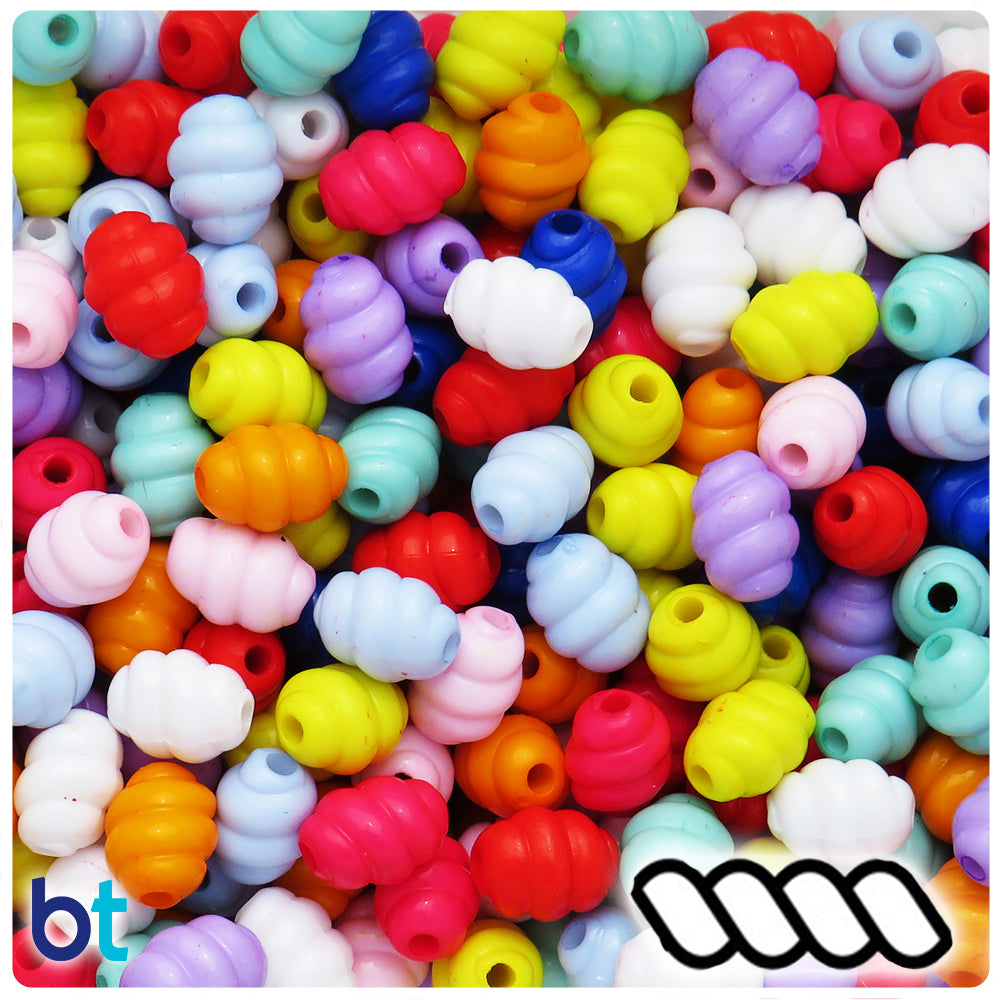 Mixed Opaque 11mm Twisted Oval Plastic Beads (150pcs)