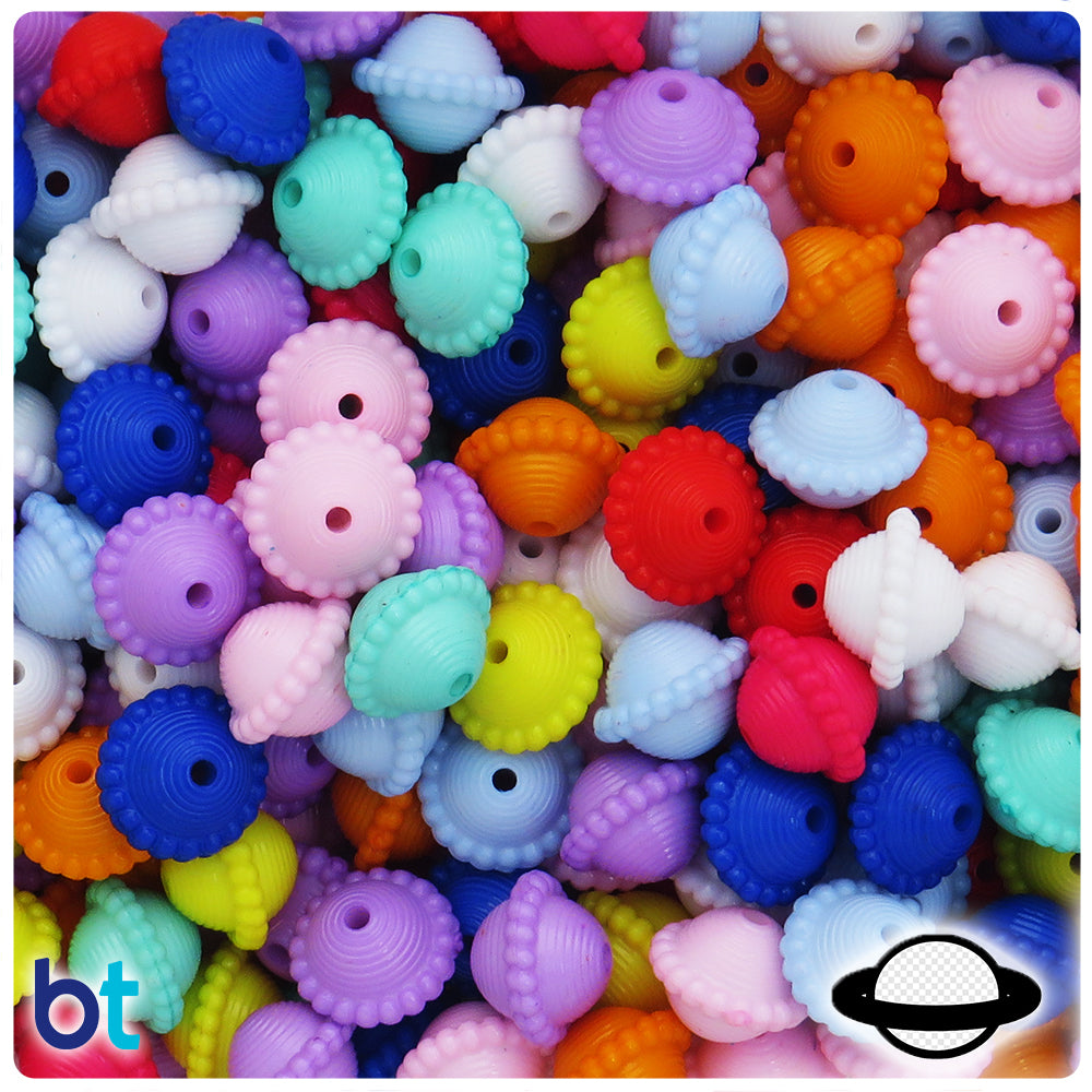 Mixed Opaque 12mm Spiral Rondelle Plastic Beads (120pcs)
