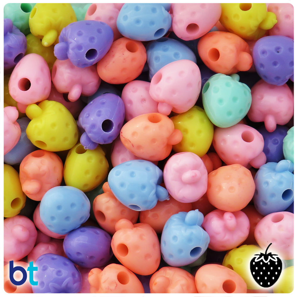 Mixed Opaque 16mm Strawberry Plastic Beads (50pcs)