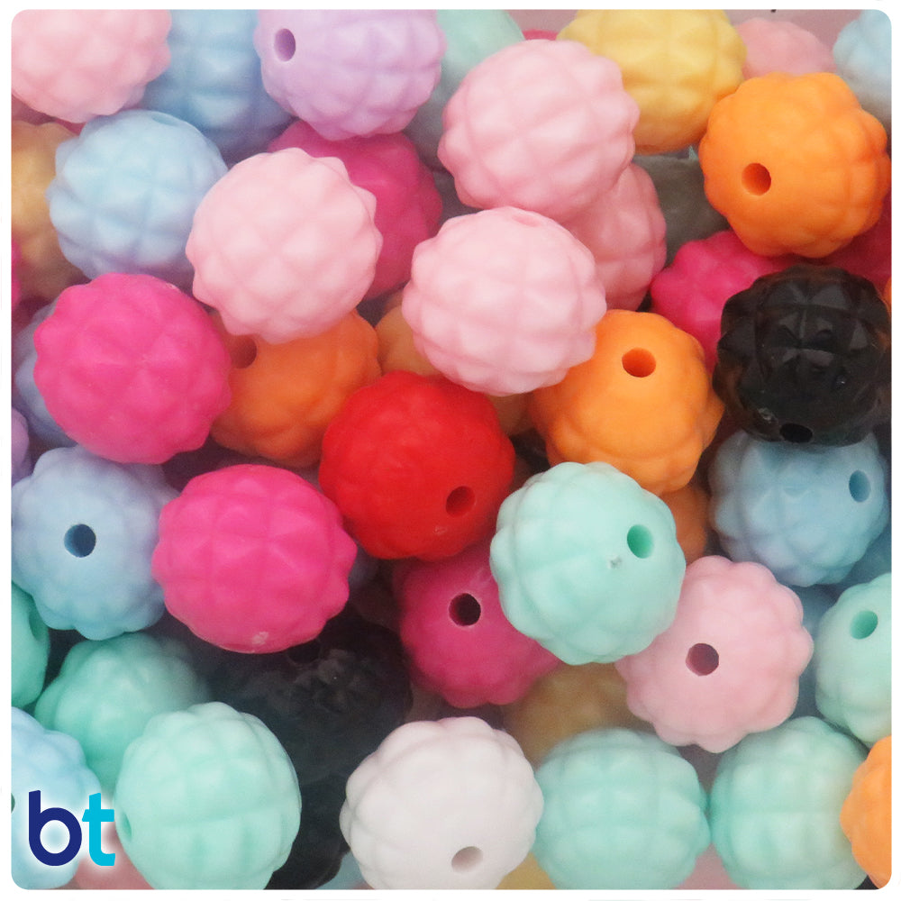 Mixed Opaque 17mm Checkered Round Plastic Beads (25pcs)