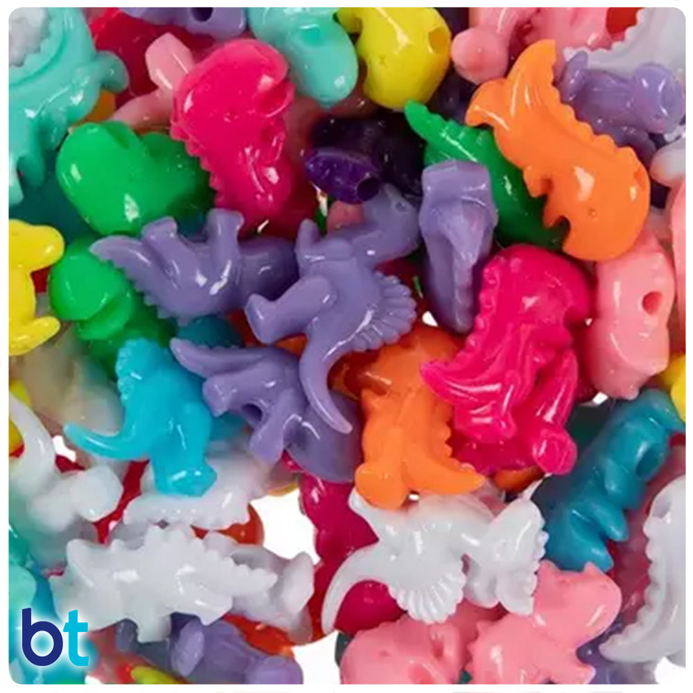 Mixed Opaque Prehistoric Animal Plastic Beads (2oz)