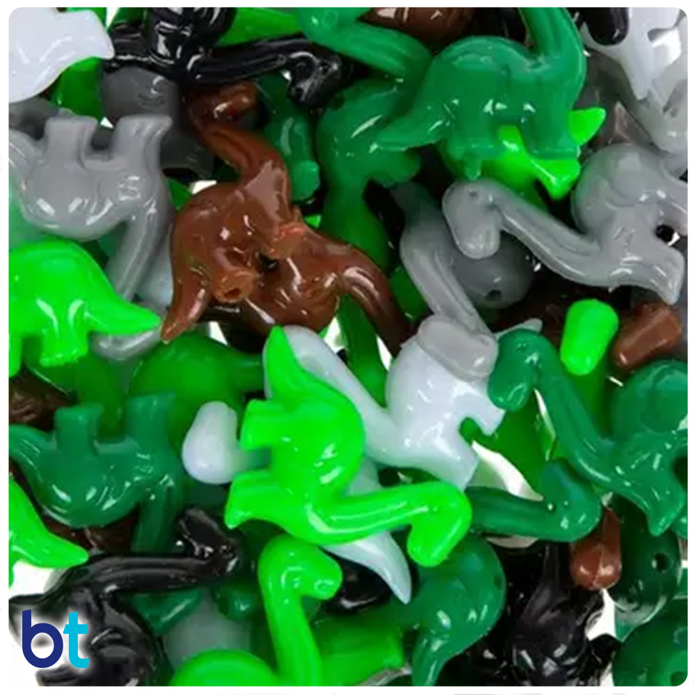 Mixed Opaque Prehistoric Animal Plastic Beads (2oz)