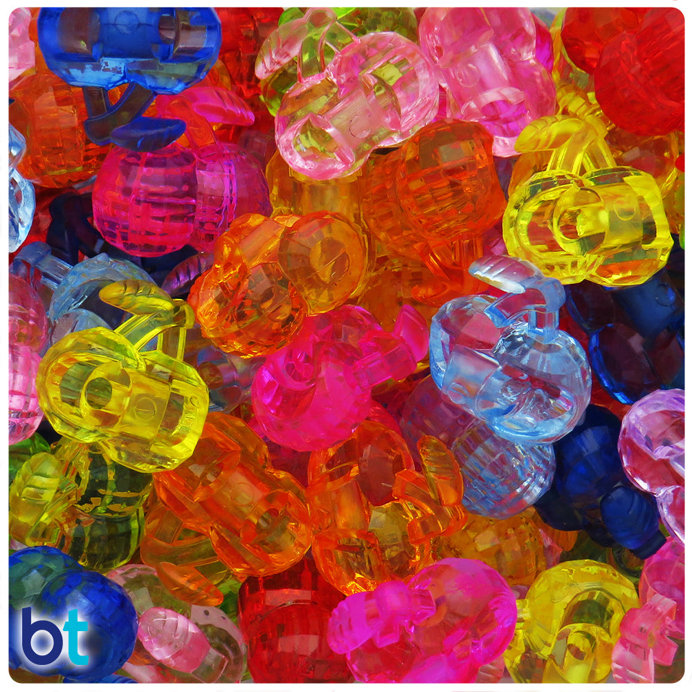 Mixed Transparent 21mm Faceted Cherry Plastic Beads (25pcs)
