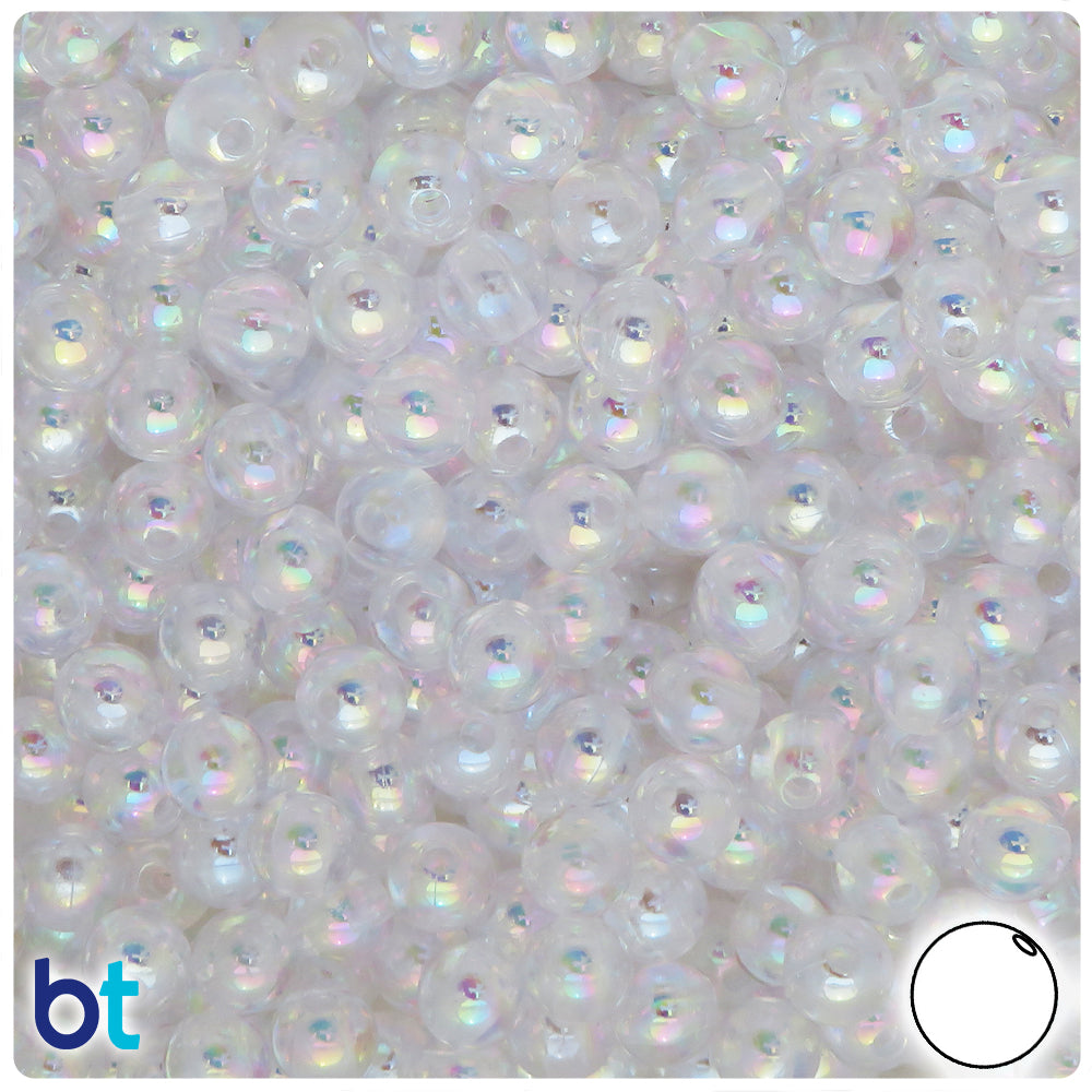 Clear Translucent AB 8mm Round Plastic Beads (150pcs)