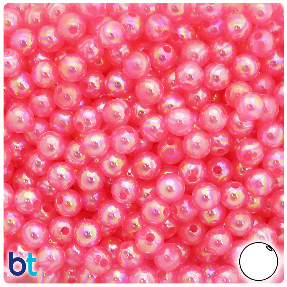 Dark Pink Translucent AB 8mm Round Plastic Beads (150pcs)