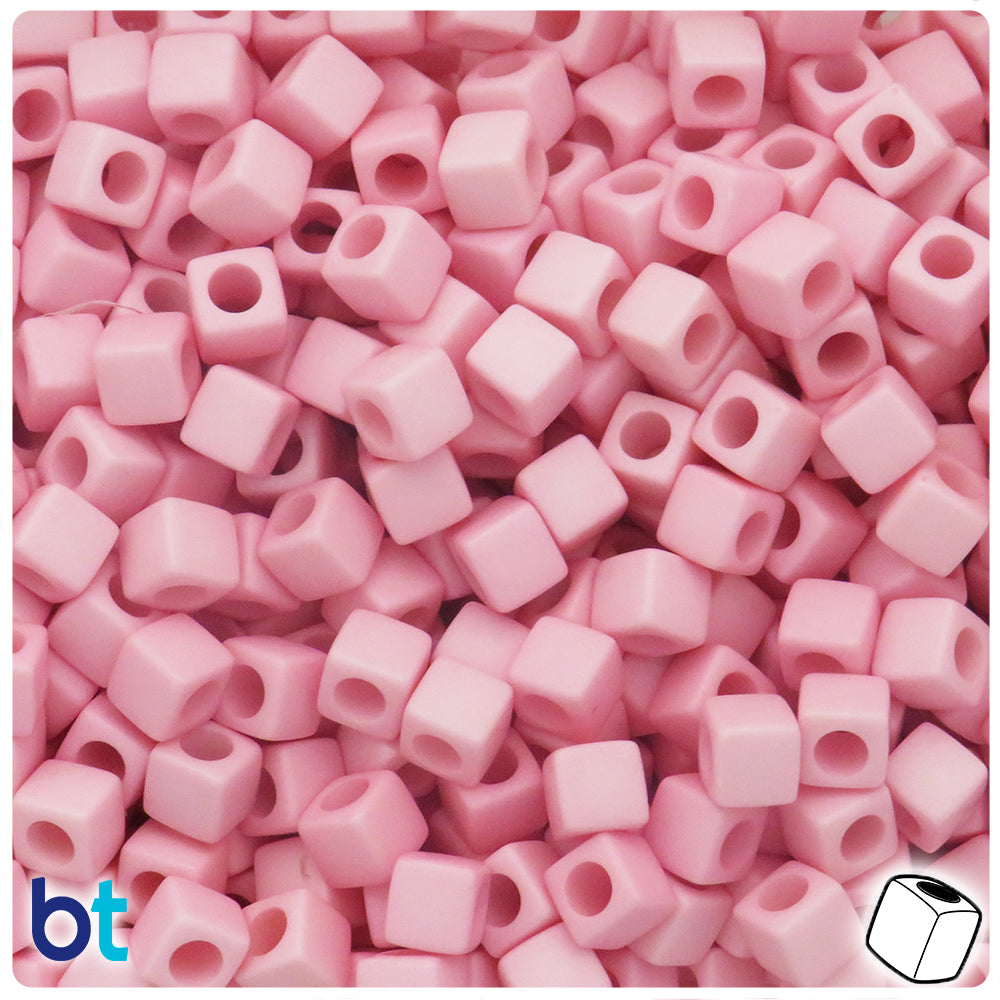 Light Pink Matte 7mm Cube Plastic Beads (190pcs)