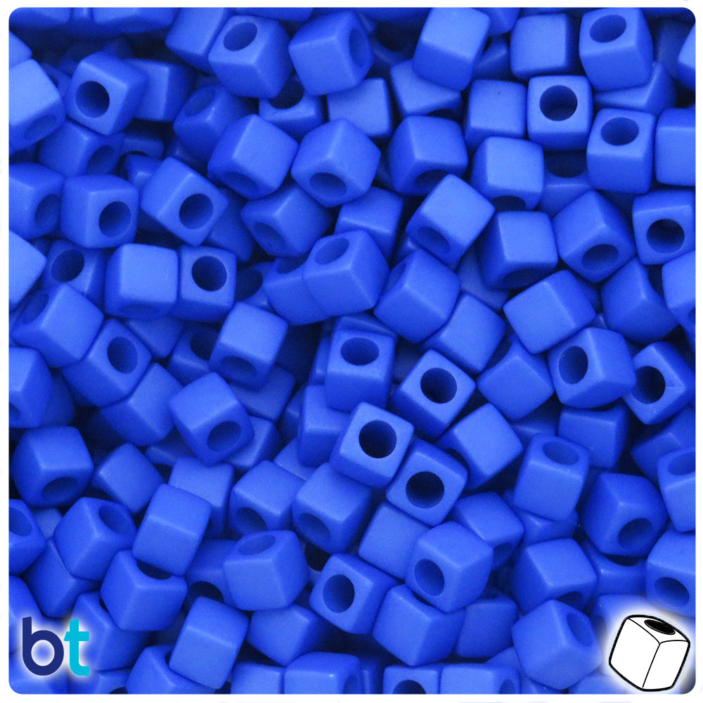 Dark Blue Matte 7mm Cube Plastic Beads (190pcs)