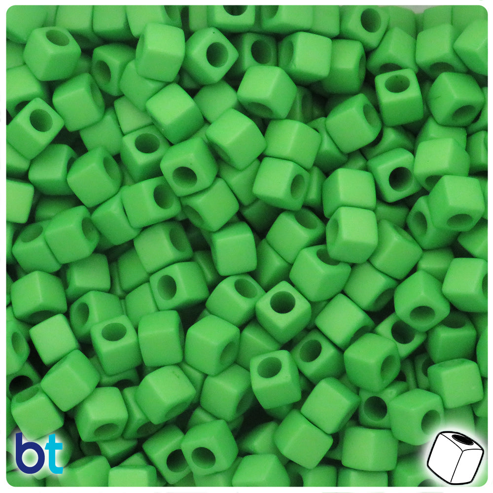Green Matte 7mm Cube Plastic Beads (190pcs)