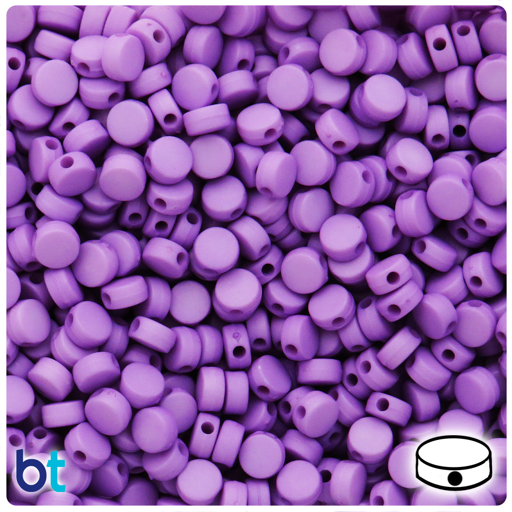 Purple Matte 7mm Flat Round Plastic Beads (250pcs)