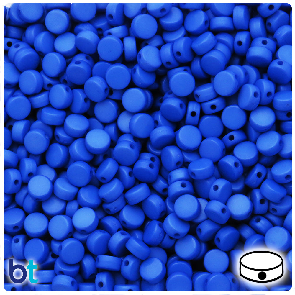 Dark Blue Matte 7mm Flat Round Plastic Beads (250pcs)