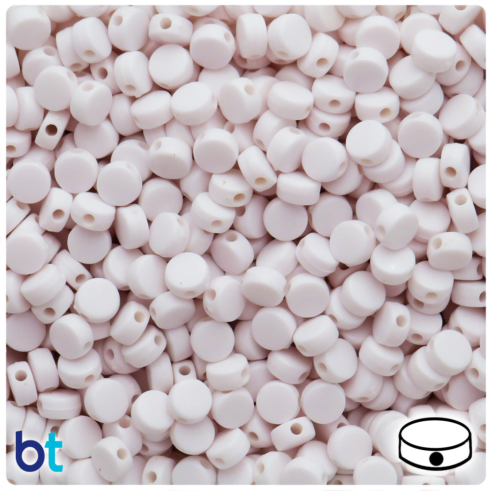White Matte 7mm Flat Round Plastic Beads (250pcs)