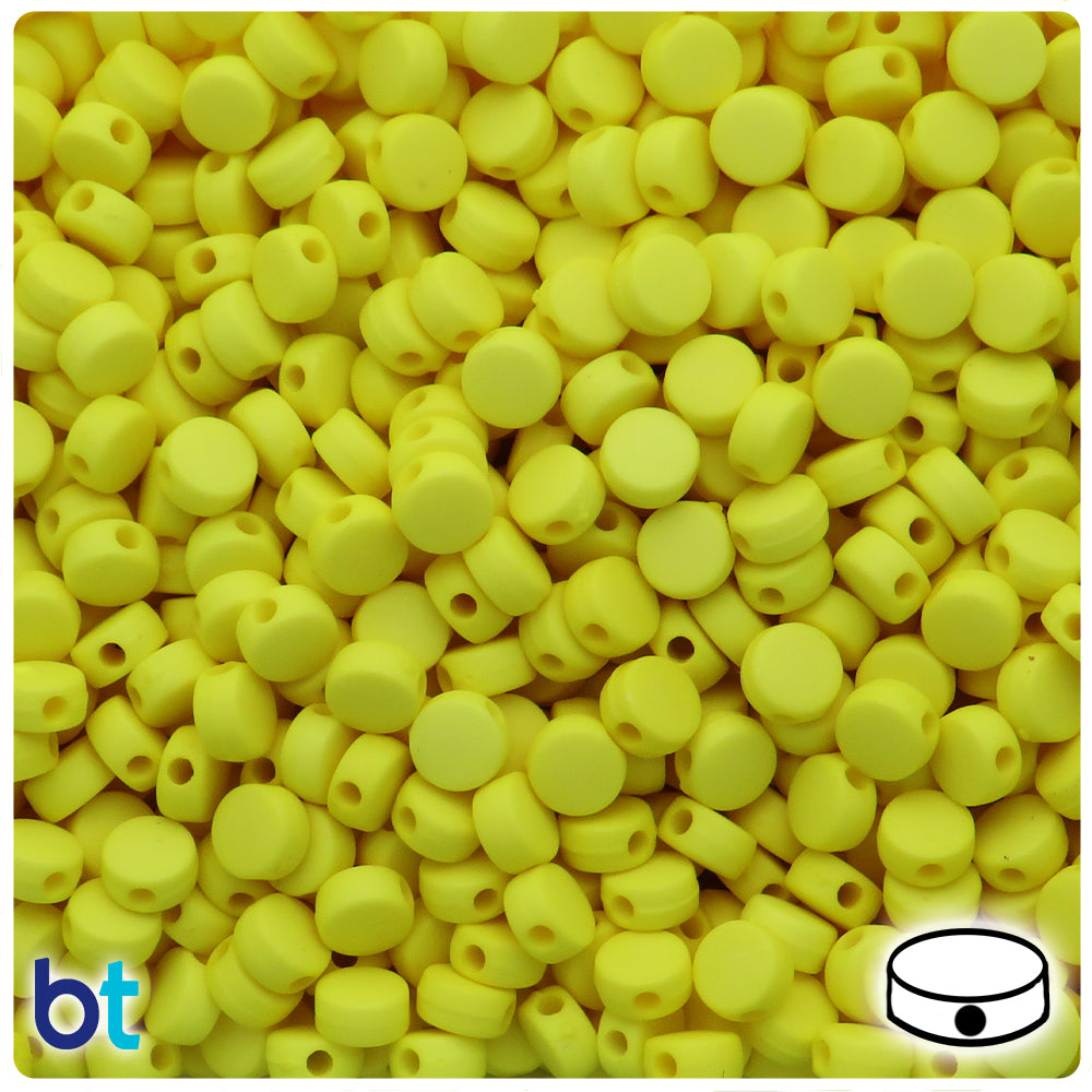 Yellow Matte 7mm Flat Round Plastic Beads (250pcs)