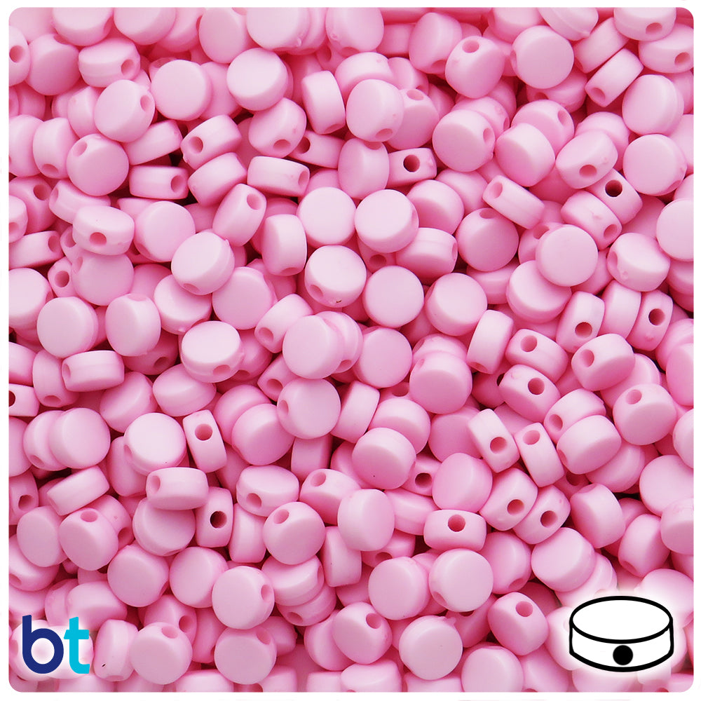 Light Pink Matte 7mm Flat Round Plastic Beads (250pcs)
