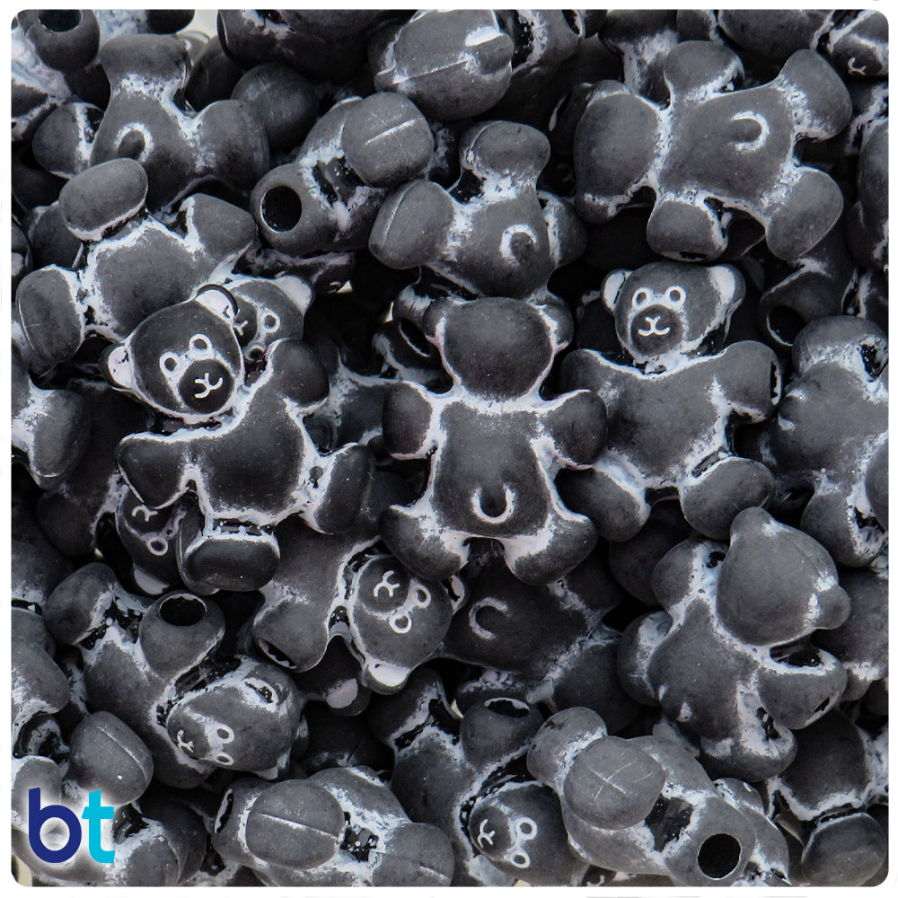 Black w/White Antique 25mm Teddy Bear Pony Beads (24pcs)