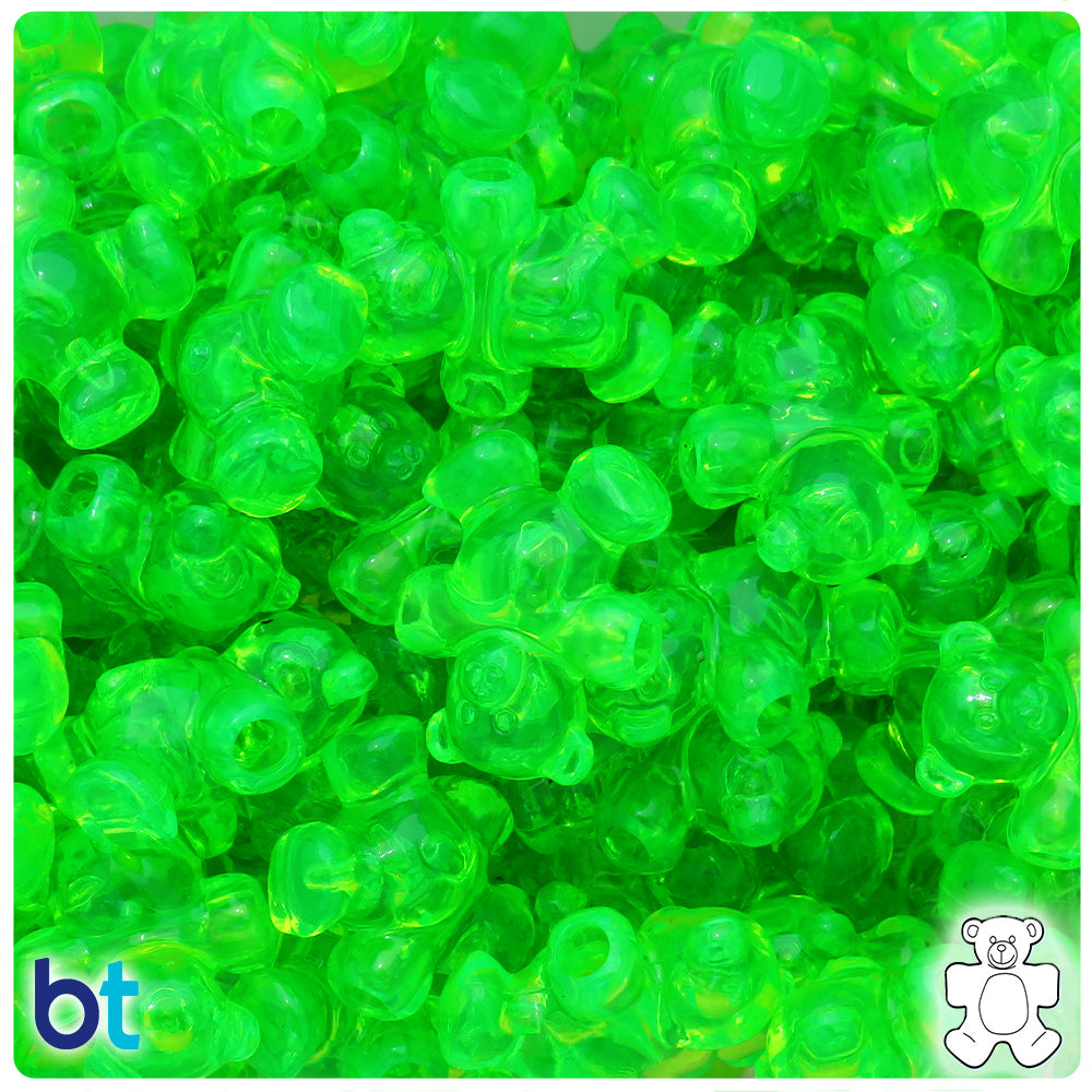 Lime Roe Transparent 25mm Teddy Bear Pony Beads (24pcs)