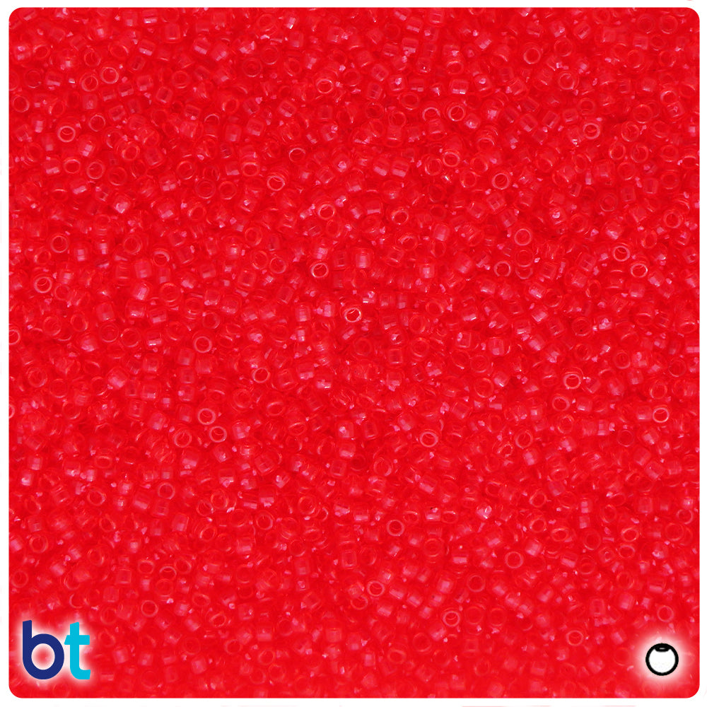 Ruby Transparent 2.5mm Round Plastic Seed Beads (10g)