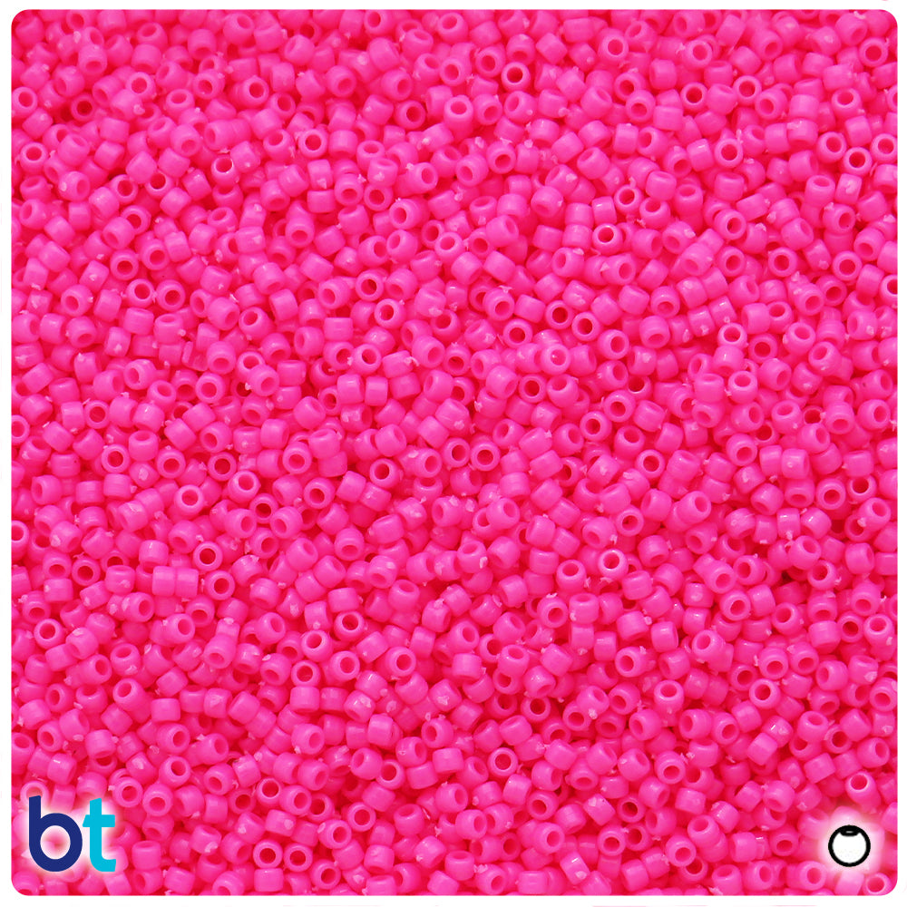 Dark Pink Opaque 2.5mm Round Plastic Seed Beads (10g)