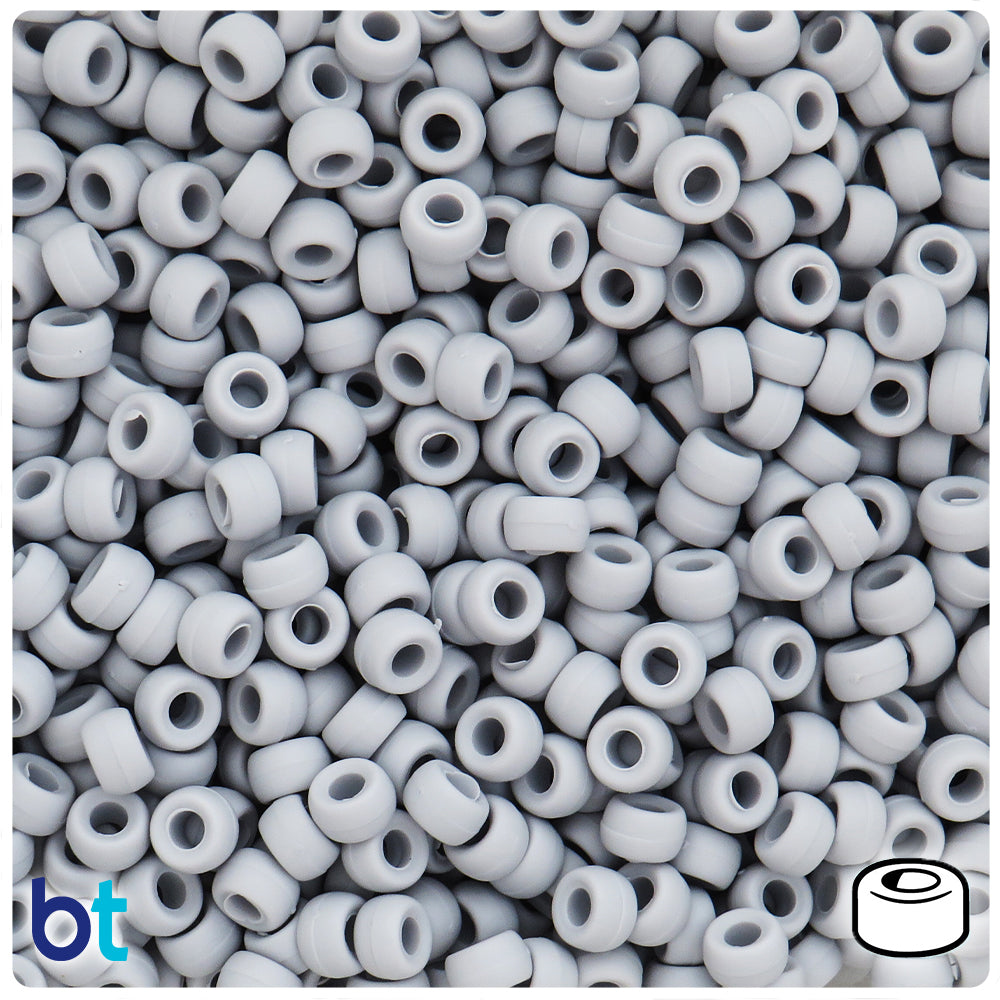 Grey Matte 6.5mm Mini Barrel Pony Beads (1000pcs)