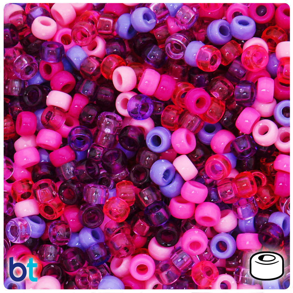 Berry Multi 6.5mm Mini Barrel Pony Beads (1000pcs)
