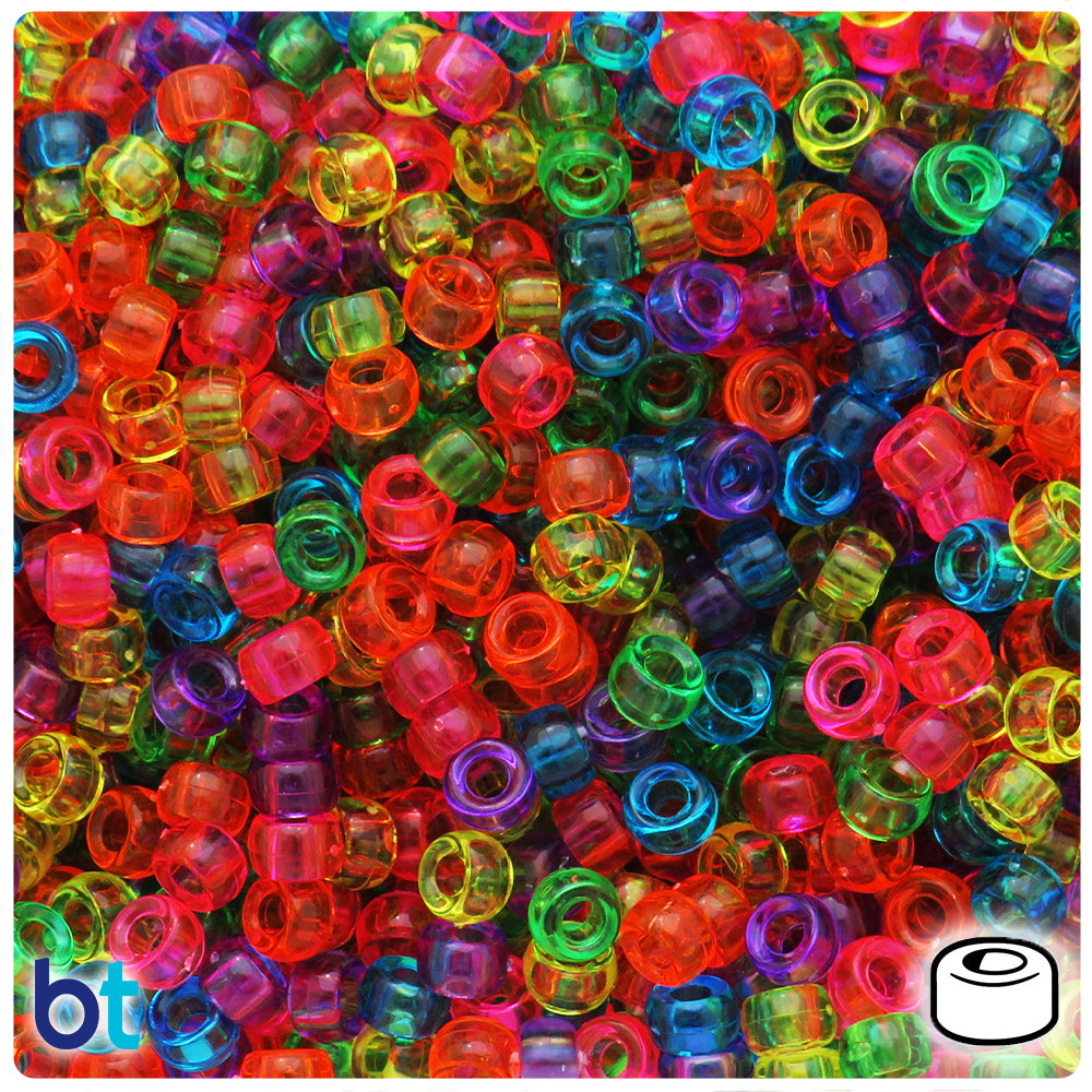 Jelly Transparent Mix 6.5mm Mini Barrel Pony Beads (1000pcs)