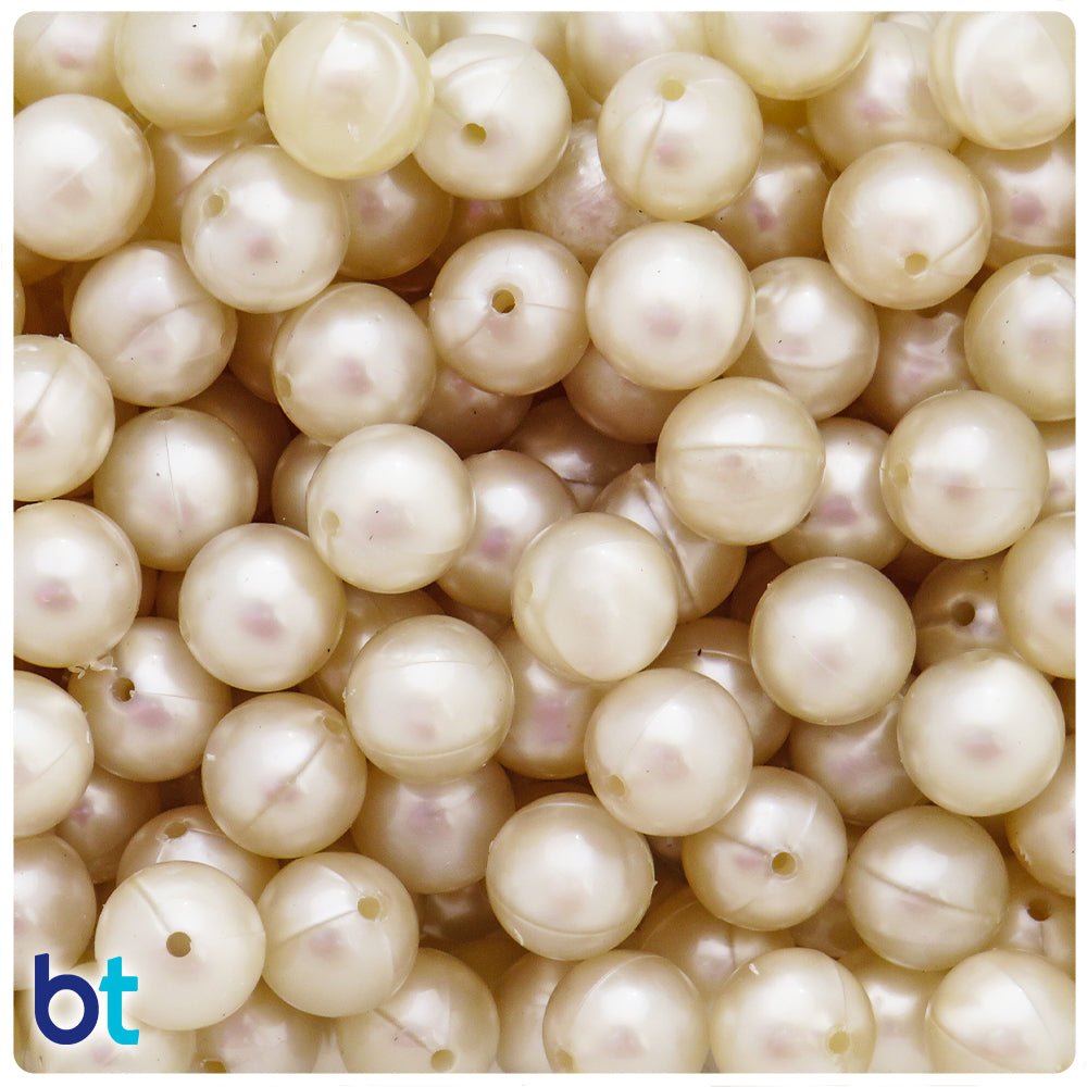 Natural Pearl 12mm Round Plastic Beads (60pcs)