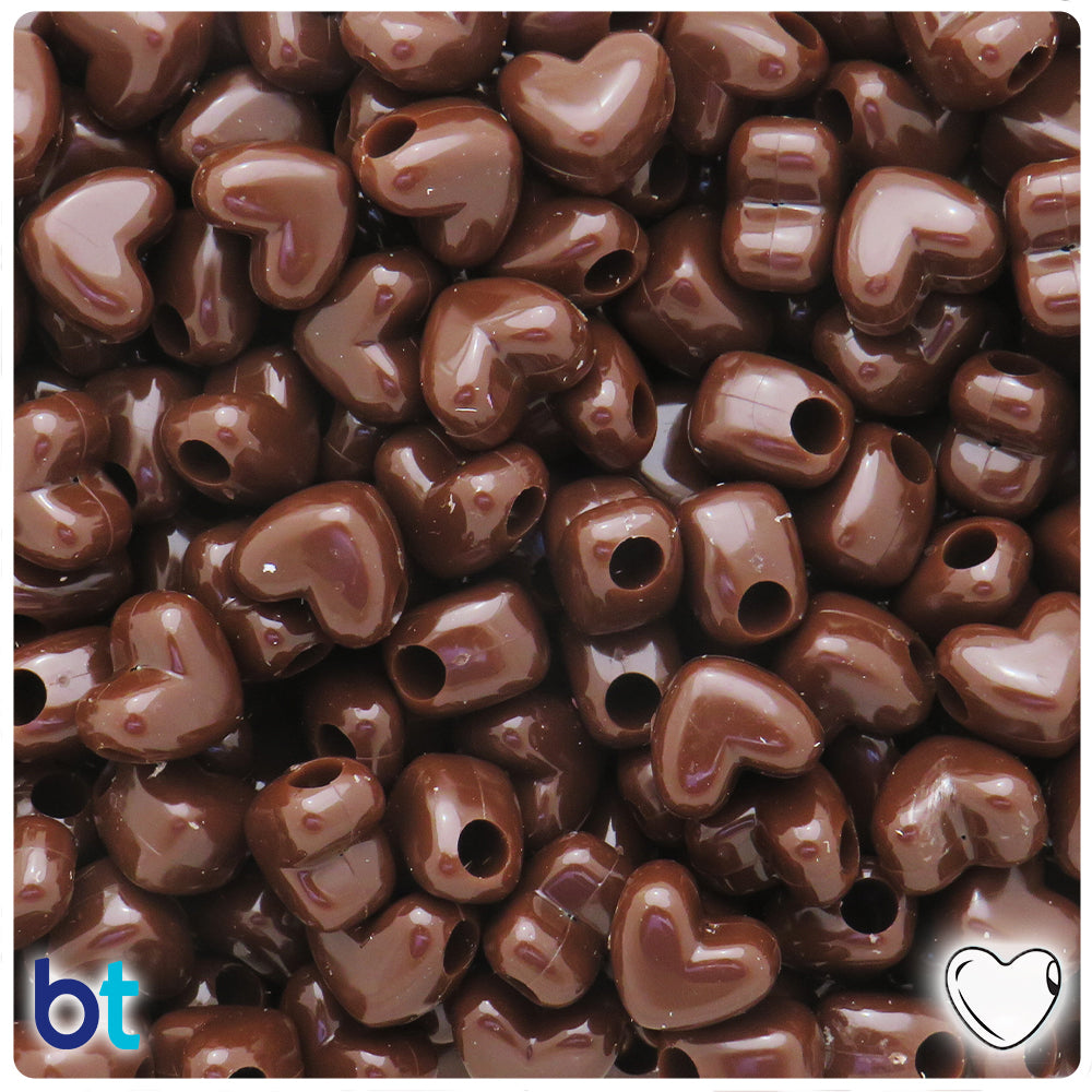 Chocolate Opaque 12mm Heart (HH) Pony Beads (250pcs)