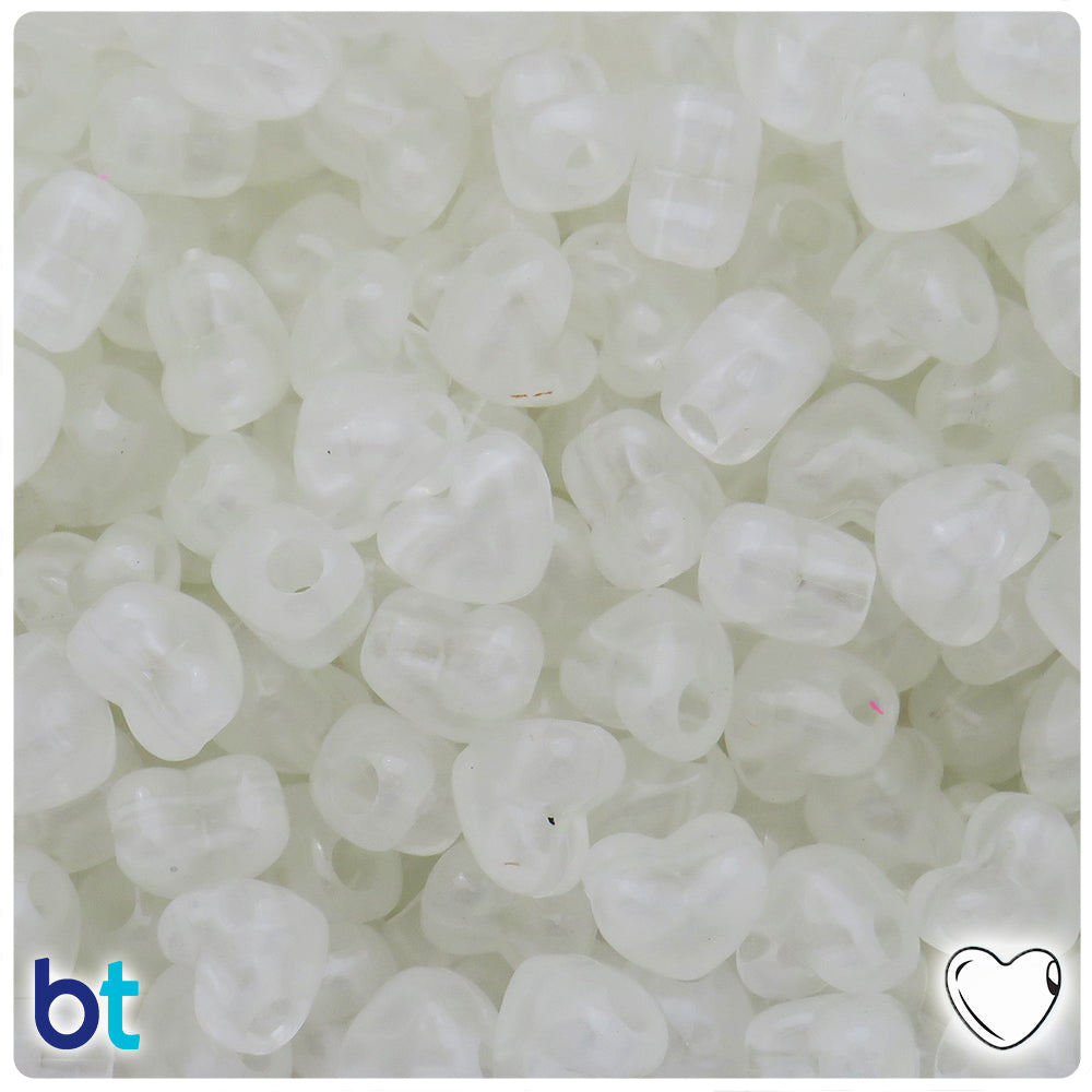Night Glow-in-the-Dark 12mm Heart (HH) Pony Beads (250pcs)