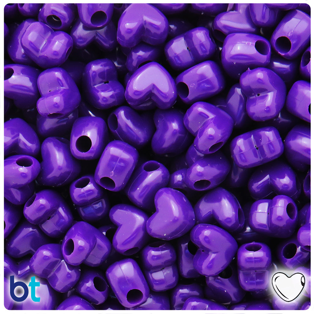 Plum Neon Bright 12mm Heart (HH) Pony Beads (250pcs)