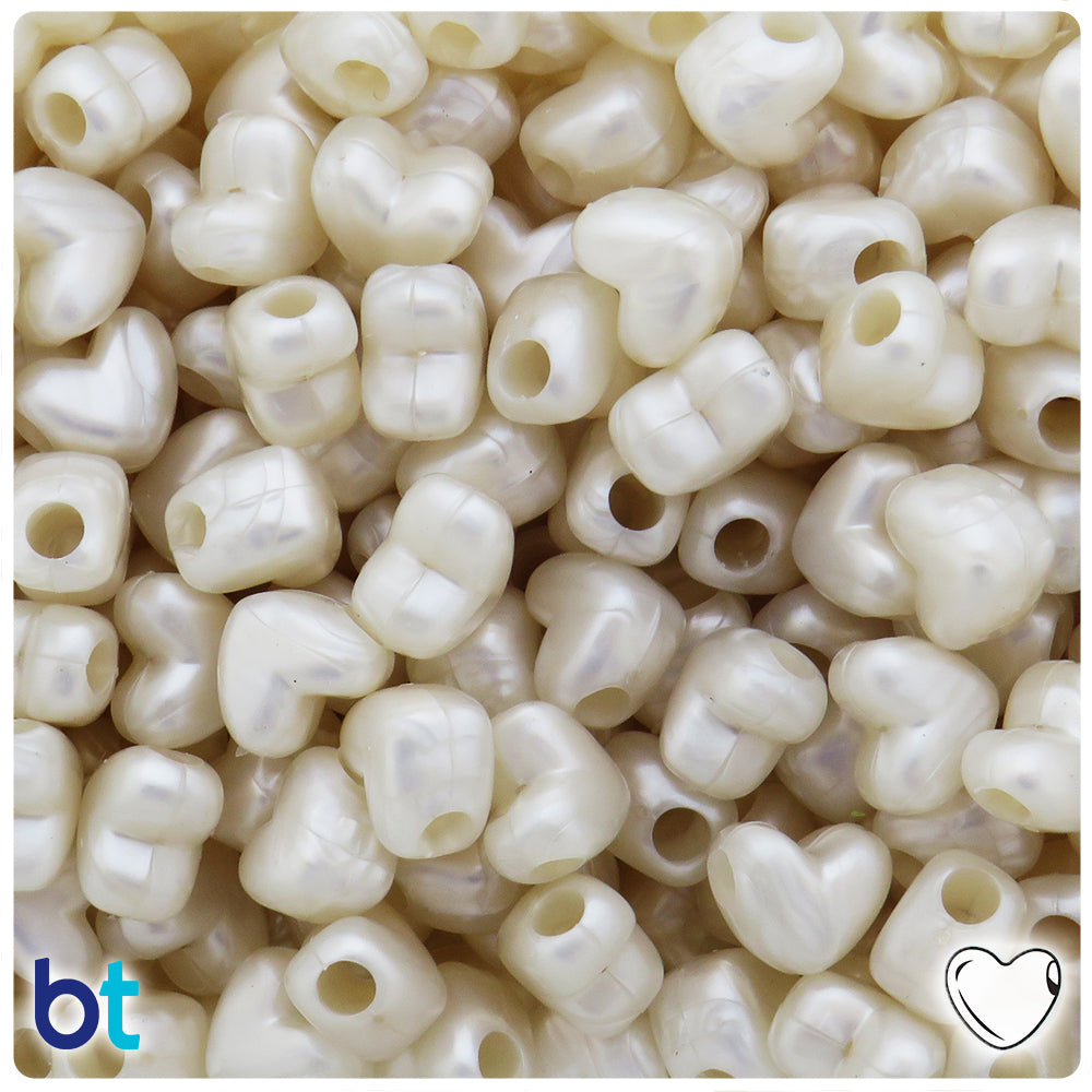 Bridal Pearl 12mm Heart (HH) Pony Beads (250pcs)