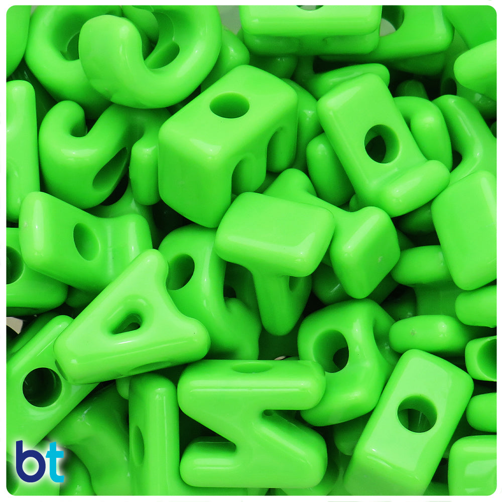 Light Green Opaque Jumbo Alpha Beads - Mixed Letters (1lb)