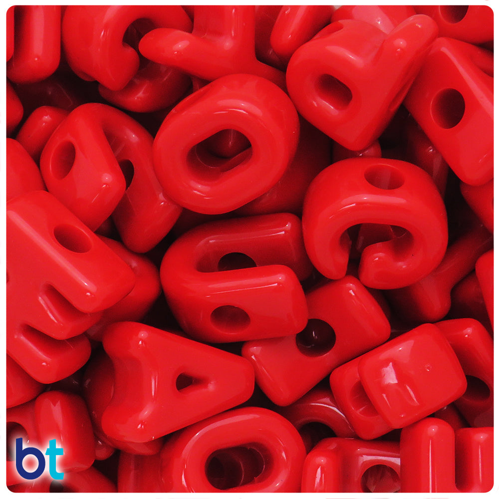 Red Opaque Jumbo Alpha Beads - Mixed Letters (1lb)