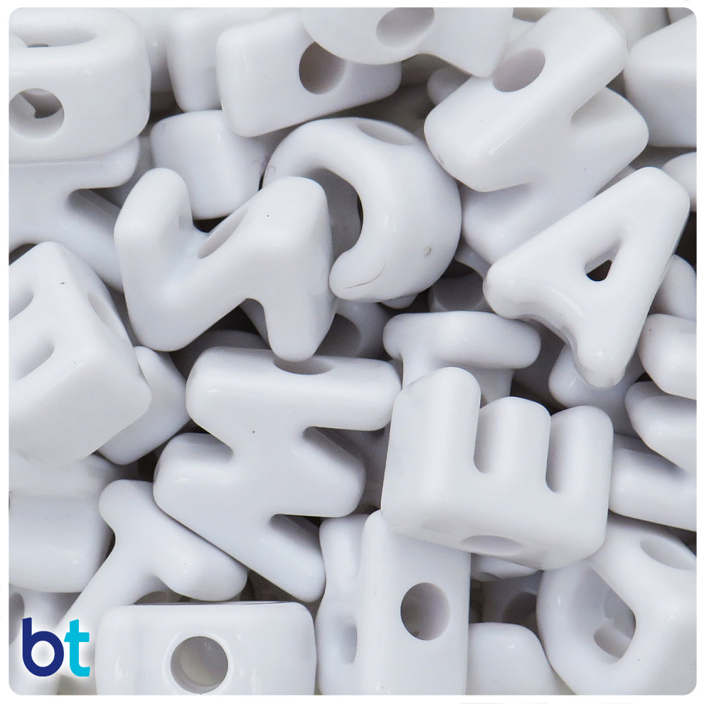 White Opaque Jumbo Alpha Beads - Mixed Letters (1lb)