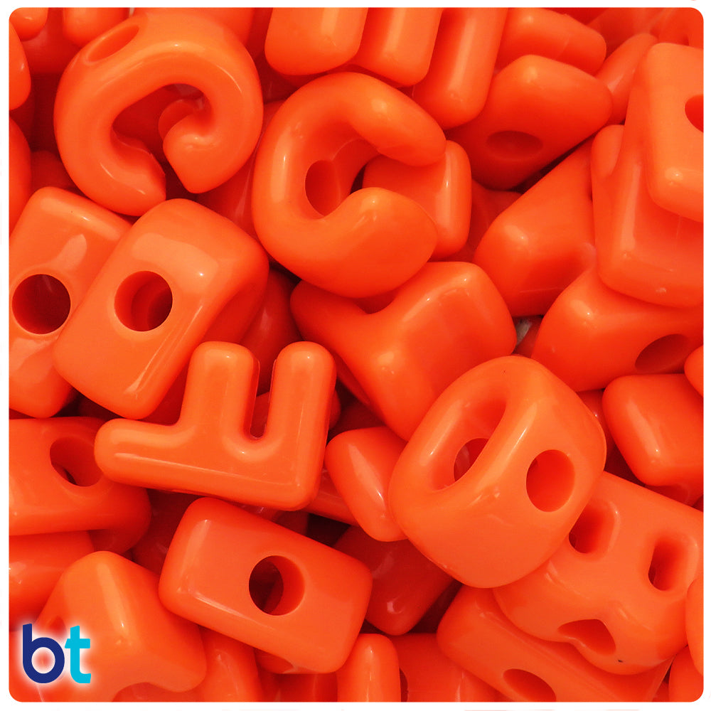 Orange Opaque Jumbo Alpha Beads - Mixed Letters (1lb)