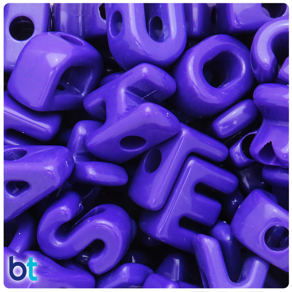 Dark Purple Opaque Jumbo Alpha Beads - Mixed Letters (1lb)