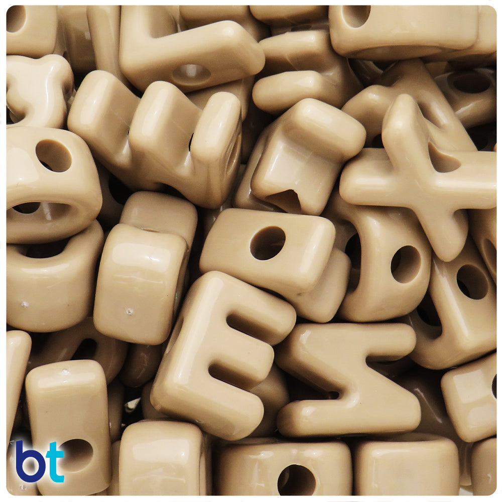 Brown Opaque Jumbo Alpha Beads - Mixed Letters (1lb)