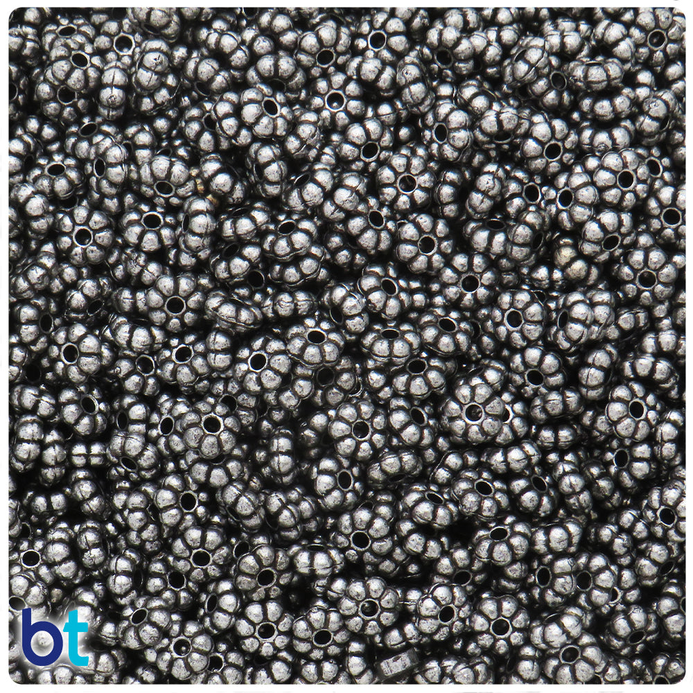 Antique Silver Metallic 6mm Daisy Flower Plastic Spacer Beads (600pcs)