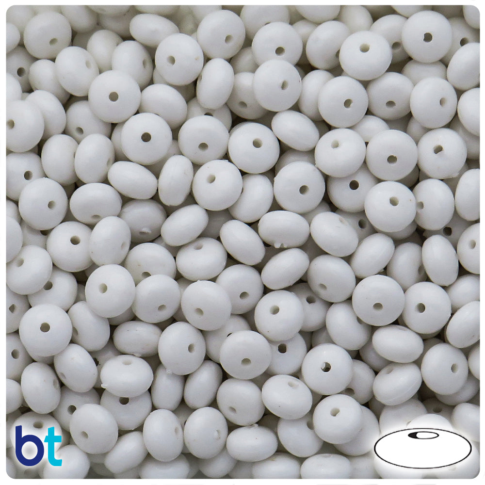 White Opaque 8mm Rondelle Plastic Beads (300pcs)