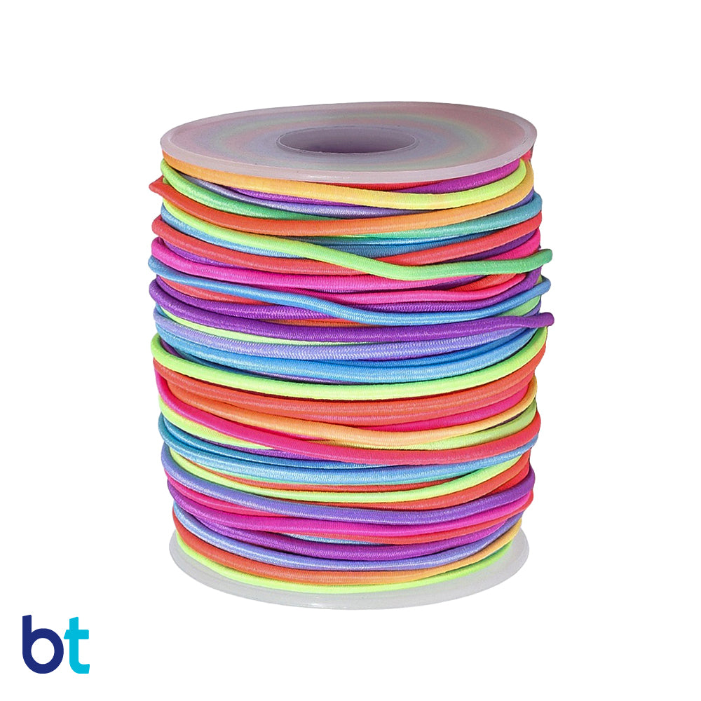 Multi-Colored 2mm Round Elastic Cord (50m)