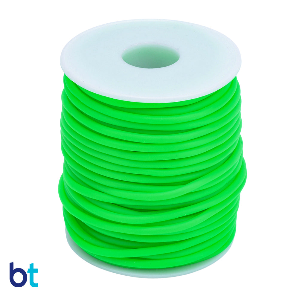 Light Green 2mm Round Synthetic Rubber Hollow Cord (50m)