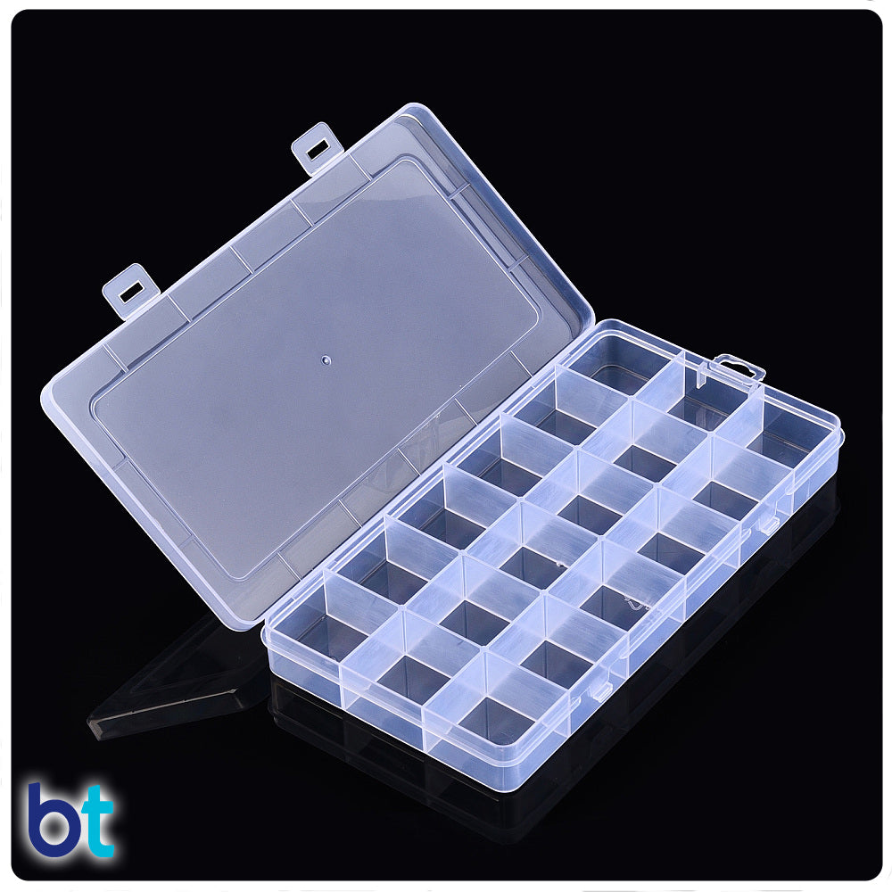 Clear Rectangle 18 Compartment Plastic Storage Box