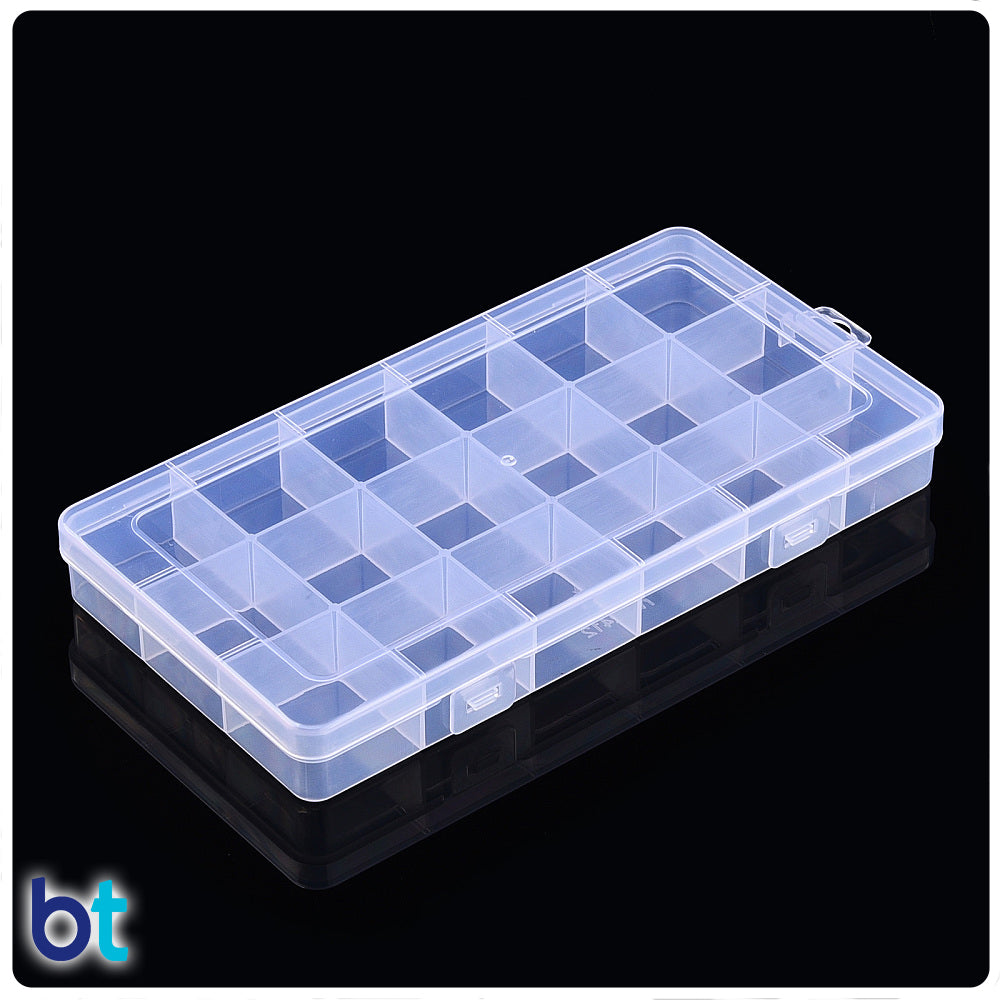 Clear Rectangle 18 Compartment Plastic Storage Box