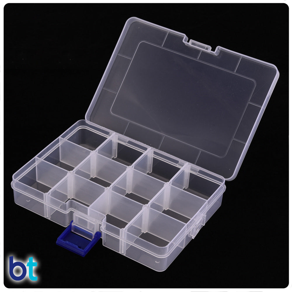 Clear Rectangle 12 Compartment Plastic Storage Box