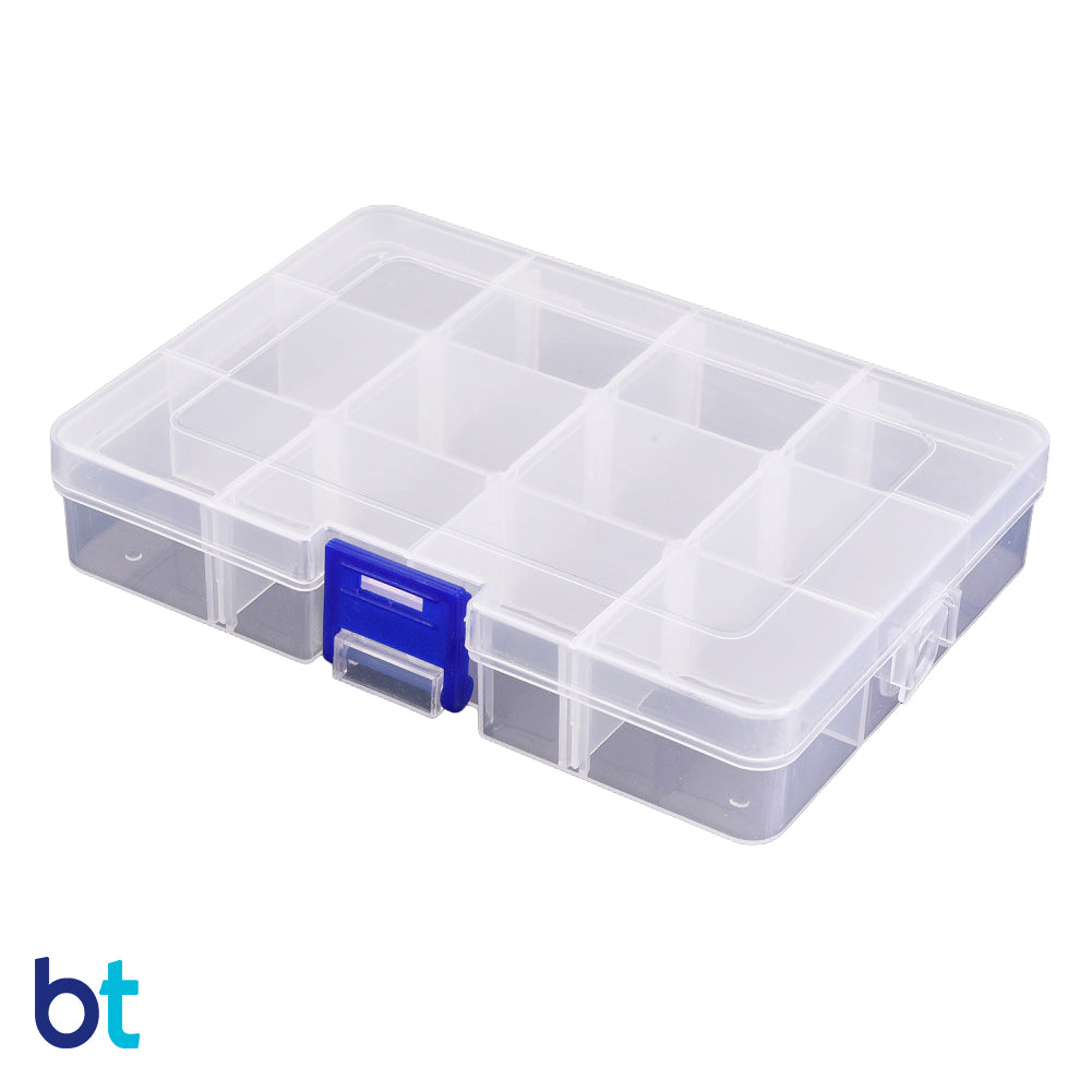 Clear Rectangle 12 Compartment Plastic Storage Box