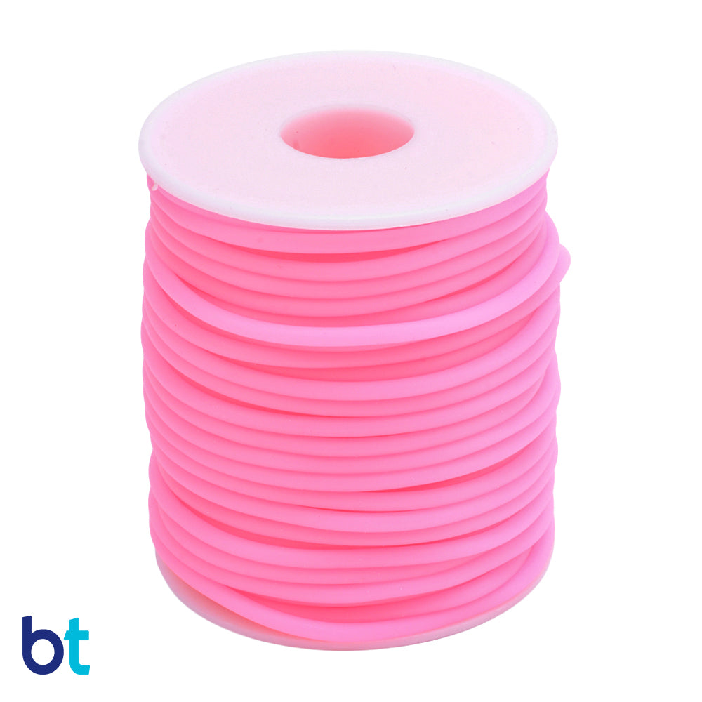 Light Pink 2mm Round Synthetic Rubber Hollow Cord (50m)
