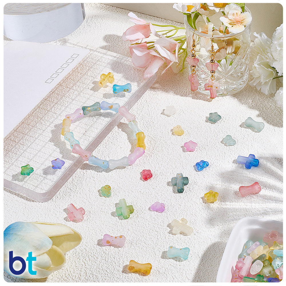 Mixed Transparent Gradient Gold Flake Variety Plastic Beads (Box/24 Styles)