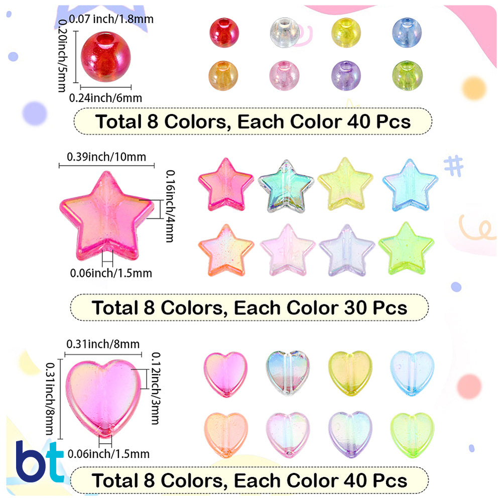 Mixed Transparent AB Variety Plastic Beads (Box/24 Styles)