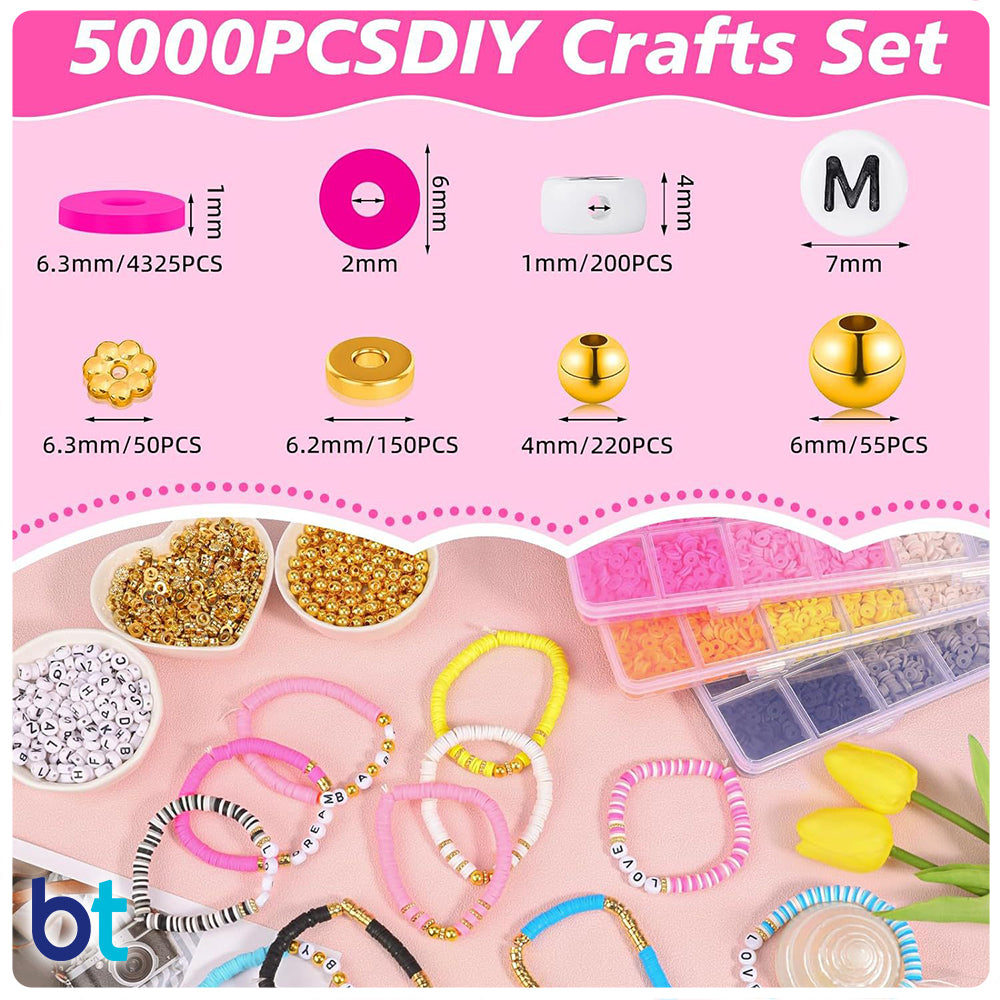 Black, White & Grey Heishi Disc Polymer Clay Alpha Bracelet Kit (Box)