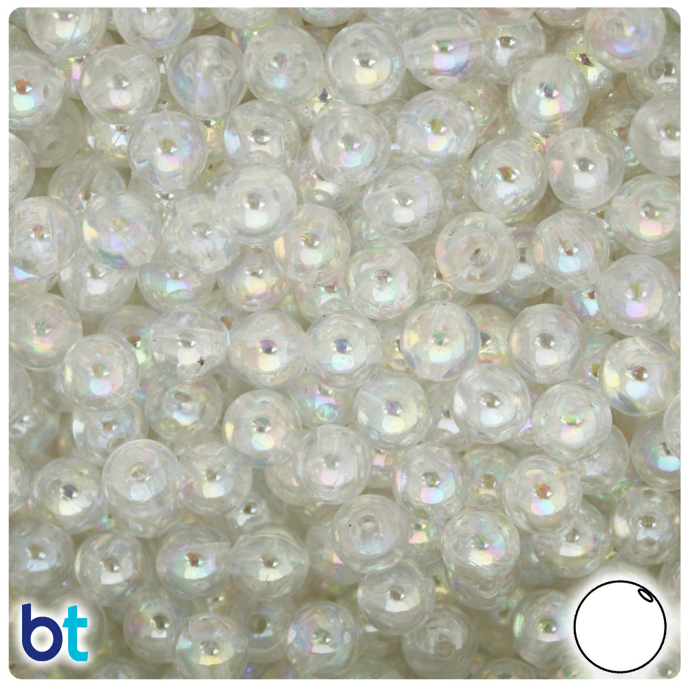 Clear Transparent AB 8mm Round Plastic Beads (150pcs)