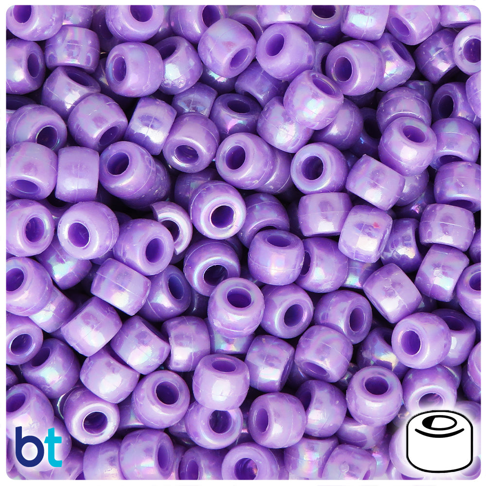 Light Purple Opaque AB 9x6mm Barrel Pony Beads (300pcs)