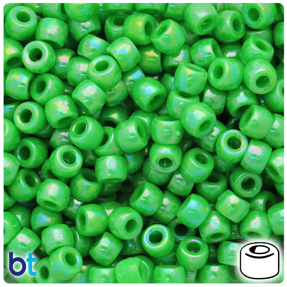 Light Green Opaque AB 9x6mm Barrel Pony Beads (300pcs)